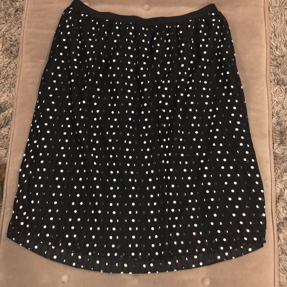 Polka dot pleated A-Line mid length skirt